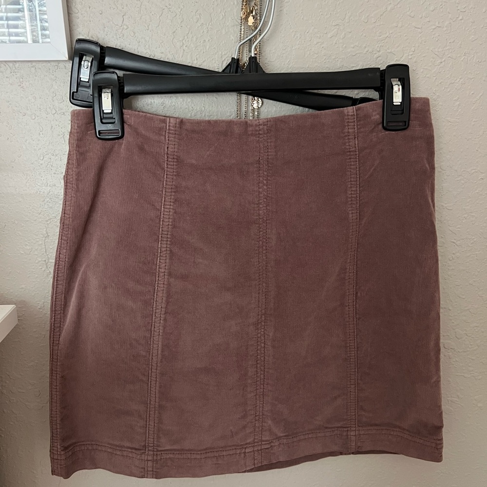 Free People rose/brown corduroy mini skirt